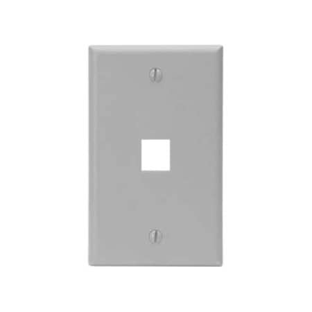 Leviton 1-Port Wallplate Unloaded, 1-Gang Use W/Snap-In Modules, Quickport GY 41080-1GP
