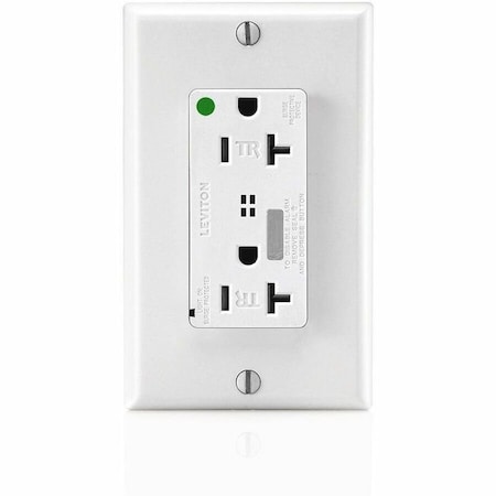 Leviton Surge Protector Receptacle, 20 Amp, 125 Volt, 5-20R NEMA, White T8380-W