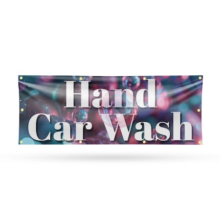 Signmission Hand Car Wash, 36 Inch x 96 Inch, Vinyl Banner B-96-30690