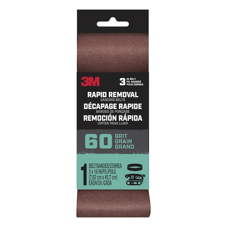 3M 3 in W, 18 in L, Ceramic Aluminum Oxide, 60 Grit, Brown BELT3X181PK60