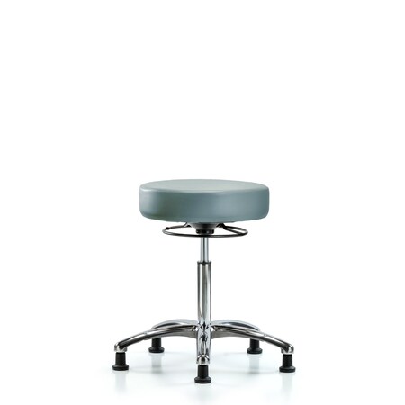 Blue Ridge Ergonomics Vinyl Stool, Chrome, Med Bench, Glides, Storm BR-VMBSO-CR-NF-RG-8822