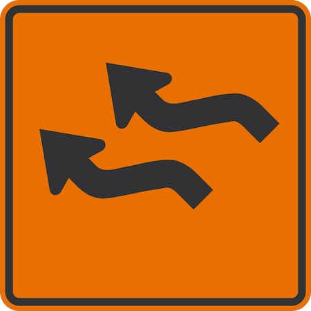 Lyle W1-4BL, Double Left Reverse Curve Symbol, 36x36, High Intensity Prismatic, Orange G-16403-HI_36x36