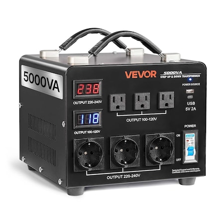 Vevor Voltage Converter Transformer 5000VA Step Up/Down 110 to 220V/220 to 110V HYMG-5000VA