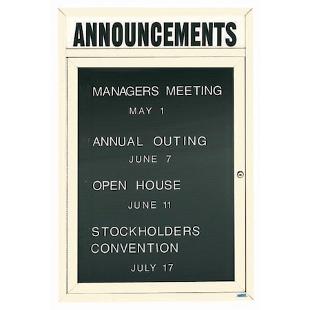 Aarco Outdoor Enclosed Directory w/ Al Frame Header, Powder Coated Ivory, 24''Hx18''W OADC2418HIV