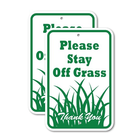 Signmission Please Stay Off Grass Thank You, 12'' X 18'' 2 Signs, Heavy Gauge Aluminum, 2PK A-1218-2PACK-2866