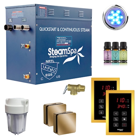 Steamspa Royal Series 10.5KW Steam Generator w/ Continuous Steam, Dual Touchpads and Filter in Gold RYTS1050GD