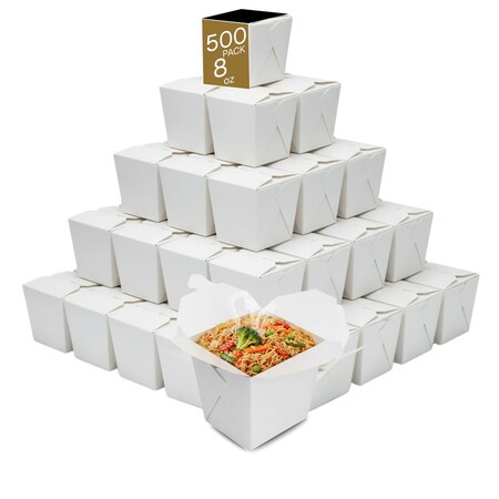 Eco Harmony Products Paper Take-Out Boxes, White, 8oz, 500PK 804578