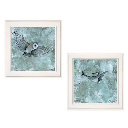 Homeroots Set Of Two Wildlife 1 White Framed Print Wall Art, 2PK 406041