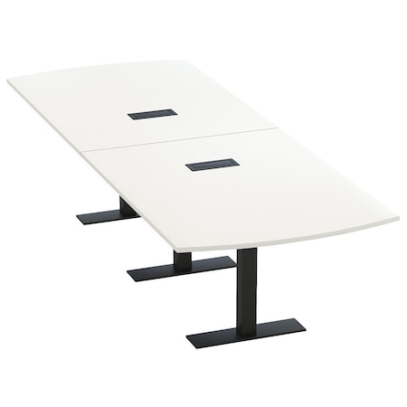 Skutchi Designs 12ft Arc Rectangle Conference Table With Power | Harmony Series | 12 Person Meeting Room Table HAR-AREC-48X144-T.BK-W960-EBLK
