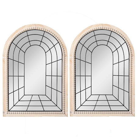 Uniquewise Set of 2 Arched Large 39.37 x 27.56 in Window Metal Mirror, Windowpane Shaped Decoration QI004670.2