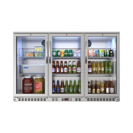 Koolmore 3 Door Stainless Steel Back Bar Cooler Counter Height Glass Door Refrigerator BC-3DSW-SS