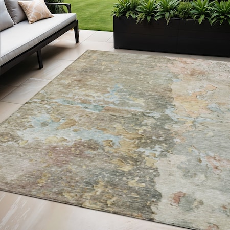 Homeroots 5' X 8' Brown Abstract Washable Indoor Outdoor Area Rug 607771