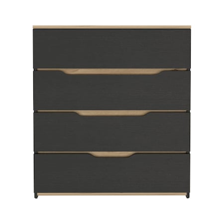 Homeroots 32" Natural And Black Four Drawer Dresser 543993