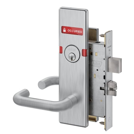 Schlage Grade 1 Corridor Mortise Lock, Conventional Cylinder, 03 Lever, N Escutcheon, Exterior Indicator in L9456P 03N 626 OS-OCC