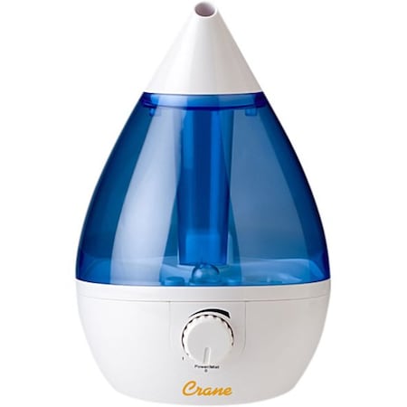 Crane Usa Drop Ultrasonic Cool Mist Humidifier, 1 Gallon, Blye/White EE-5301