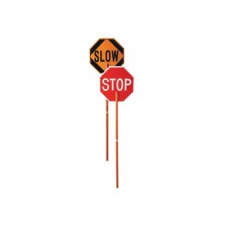 Cortina Safety Products Safety Paddle, STOP/SLOW, White Letters on Red/ Black Letters on Orange, Nonreflective 831-03-827P