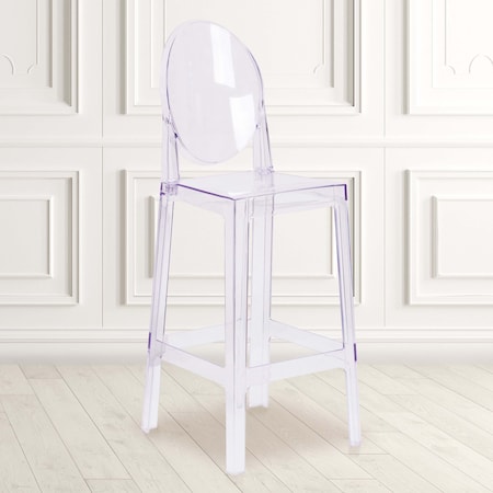 Flash Furniture Ghost Transparent Crystal Barstool with Oval Back, PK4 4-OW-GHOSTBACK-29-GG