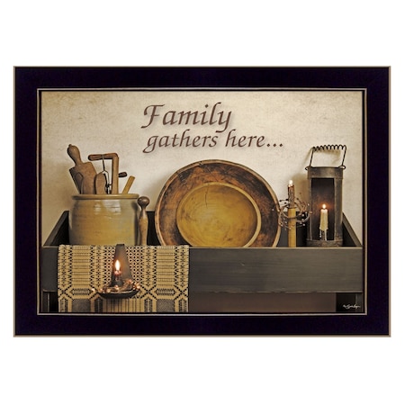 Homeroots Family Gather Here 1 Black Framed Print Kitchen Wall Art 415855