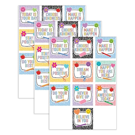 Teacher Created Resources Cool for School Positive Sayings Accents, 30-Piece Set, 3PK 9307