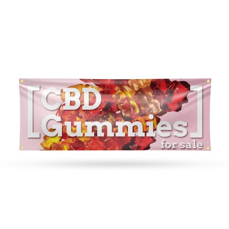 Signmission CBD Gummies For Sale, 18 Inch x 48 Inch, Vinyl Banner B-30510