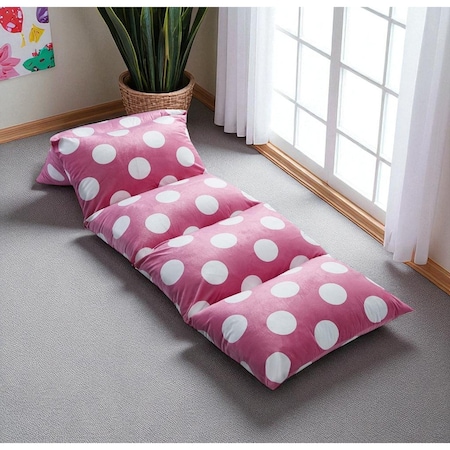 Homeroots 26" Pink and White Microfiber Polka Dots Pouf Cover 546281