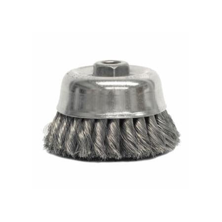 Weiler Heavy-Duty Knot Wire Cup Brush, 4 in dia, 5/8-11 UNC Arbor, 0.02 in Steel Wire 804-12766