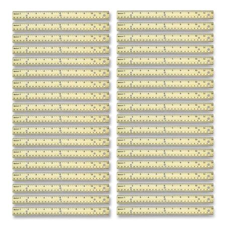 Westcott Three-Hole Punched Wood Ruler, Standard/Metric, 12" (30 cm) Long, Natural Wood, 36PK 17724