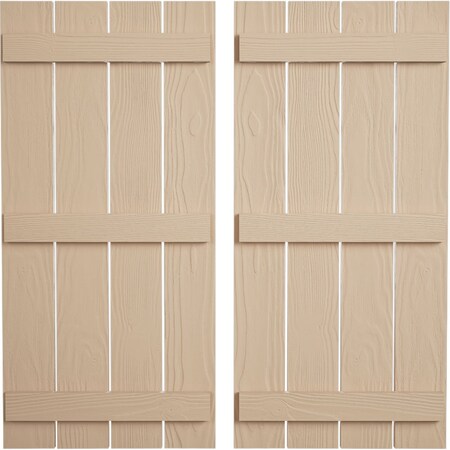 Ekena Millwork Rustic Four Board Spaced Board-n-Batten Sandblasted Faux Wood Shutters, 23 1/2W x 76H, PR SHUBSS23X76SDPR
