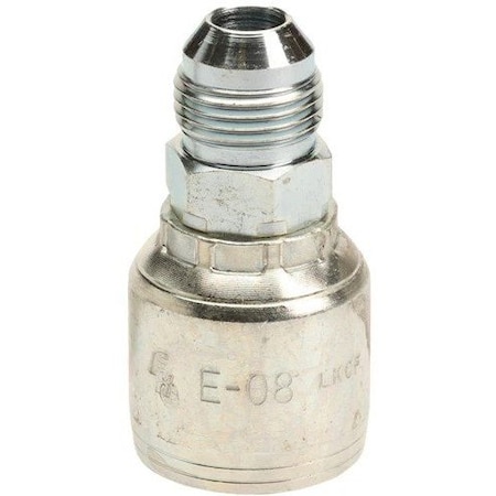 Bailey Hydraulic Crimp Hose Fitting - SAE 37 deg JICM - Rigid 1/2 ID, 7/8-14 Thread MJ10K-08-10