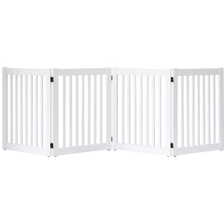 Beloved 32 in. Highlander Series Solid Wood Pet Gate, White - 4 Panel BE2953027