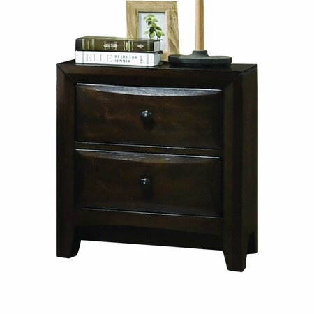 Homeroots 17" X 34" X 25" Walnut Wood Nightstand 347094