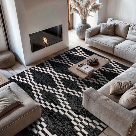 World Rug Gallery Southwestern Geometric Area Rug 7 ft 10 in x 10 ft Black WR92BLACK8X10