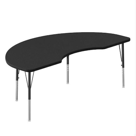 Correll Kidney HPL Activity Table, 72 in W, 36 in L, 19 in to 29 in H, Particleboard, Black Granite A3672-KID-07