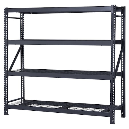 Edsal Bulk Rack, 4 Tier, 77"Wx24"Dx72"H, Black BW2472W4BLK
