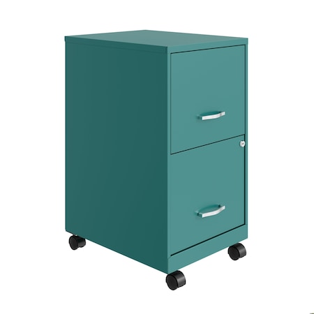 Space Solutions 14.25 in W 2 Drawer Mobile Vertical File Cabinet, Teal 24408