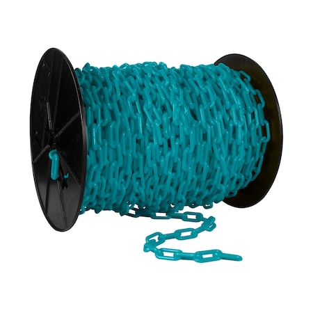 Mr. Chain 1.5" x 200' Turquoise Plastic Safety Chain - Reel 30156