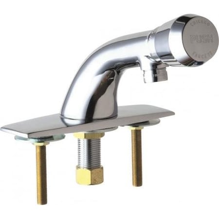 Chicago Faucet 857 Series Deck-mounted metering faucet, 4in centers, single-supply 857-E12-665PSHABCP