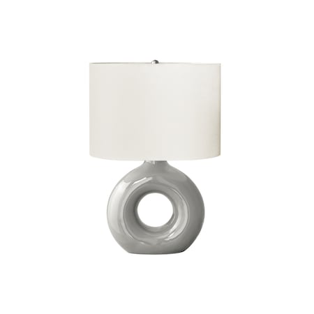 Monarch Specialties Lighting, 24"h, Table Lamp, Grey Ceramic, Ivory / Cream Shade, Contemporary, Modern I 9668