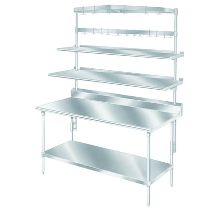 Advance Tabco Overshelf, table mounted, single, 36 in.W x 10 in.D, stainless steel, uprights of shelf PT-10S-36