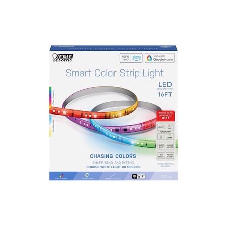 Feit Tape Light 16 ft. L Color Changing Plug-In LED Color Changing TAPE192CHASE/AG
