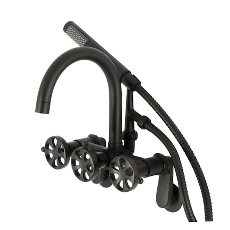 Kingston Brass 7-Inch Adjustable Wall Mount Clawfoot Tub Faucet, Matte Black AE8150RX