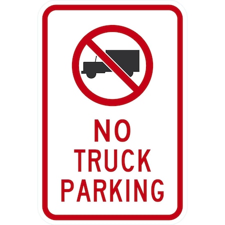 Lyle No Truck Parking (with Symbol), 12x18, High Intensity Prismatic, White G-4081-HI_12x18