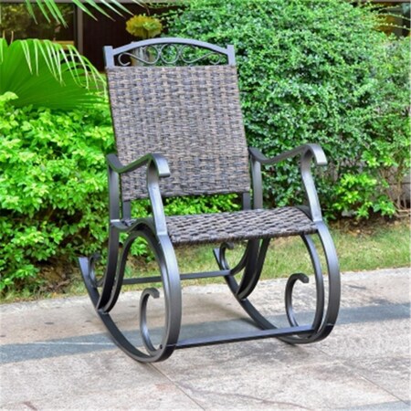 International Caravan Ibiza Resin Pandan Aluminum Rocking Chair, Dark Coffee 4404-RKR-DCF