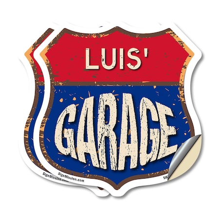 Signmission Luis's Garage, 18 inch X 18 inch, Vinyl Decal, 2PK SHI-D-2PACK-18-383-LUIS