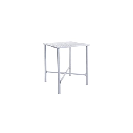 Bfm Seating Daytona 32x32 Bar Height Table - E-Coated - Powder Coated Steel - Soft Gray - With Umbrella Hole SUD3232SGUT