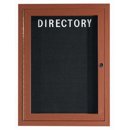 Aarco Enclosed Letter Board Directory w/ Aluminum Oak Wood Look Finish Frame, 24''Hx18''W, 1 Door Unit ADCO2418R