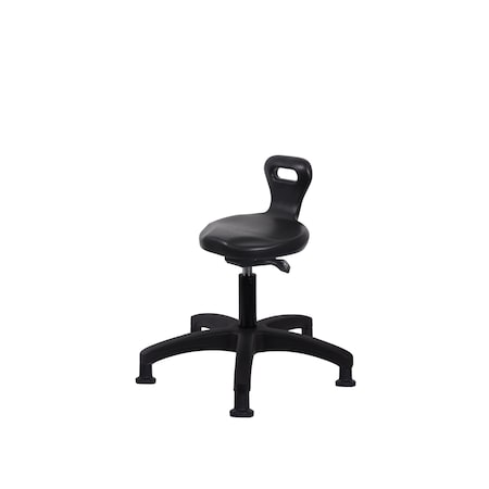 Blue Ridge Ergonomics Polyurethane Serpent Sit-Stand Stool - Desk Height with Stationary Glides in Black Polyurethane PSPDHSO-RG-RG-BLK
