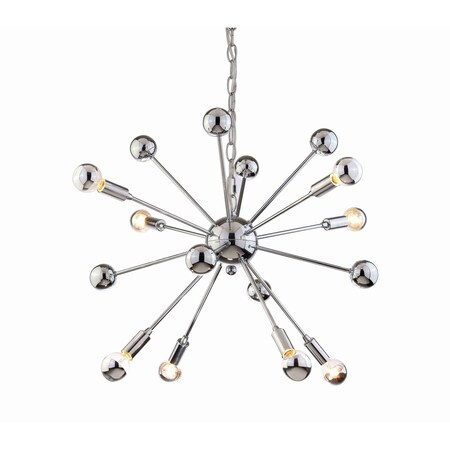 Jonathan Y Glenn 8-Light 22.5" Metal Sputnik-Style LED Chandelier, Chrome JYL9017A