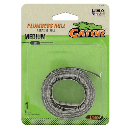 Gator Finishing Emery 1 in x 10 ft Plumbers Abrasive Roll, Coarse 4734GA
