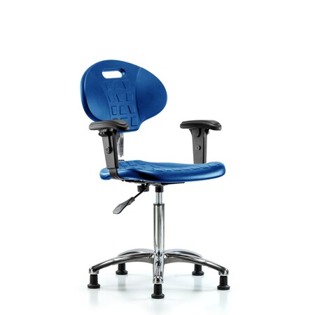 Blue Ridge Ergonomics Clean Room Chair, Adjustable Arms BR-CLR-TPMBCH-CR-A1-NF-RG-BLU